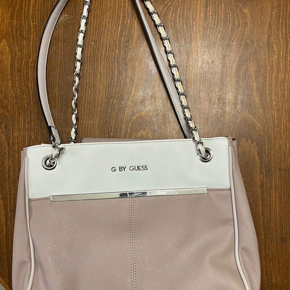 G by Guess Two-Tone Rose and White Shoulder Bag